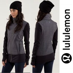 Lululemon Nice Asana Jacket Herringbone Heathered Slate/Black Size 12